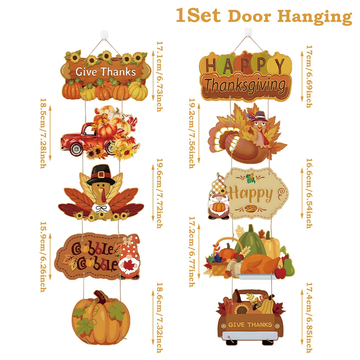 Happy Thanksgiving Day Door Banner Autumn Wreath