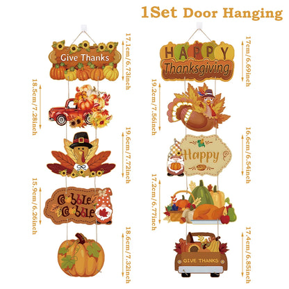 Happy Thanksgiving Day Door Banner Autumn Wreath