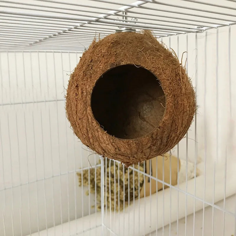 Natural Coconut Shell Hideaway Bird Nest Cage