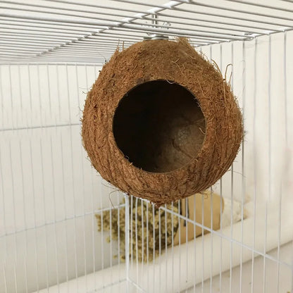 Natural Coconut Shell Hideaway Bird Nest Cage