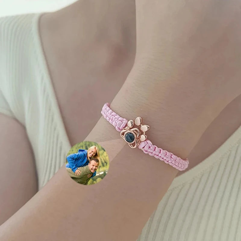 Dog Braided Bracelet Personalized Photo Adjustable