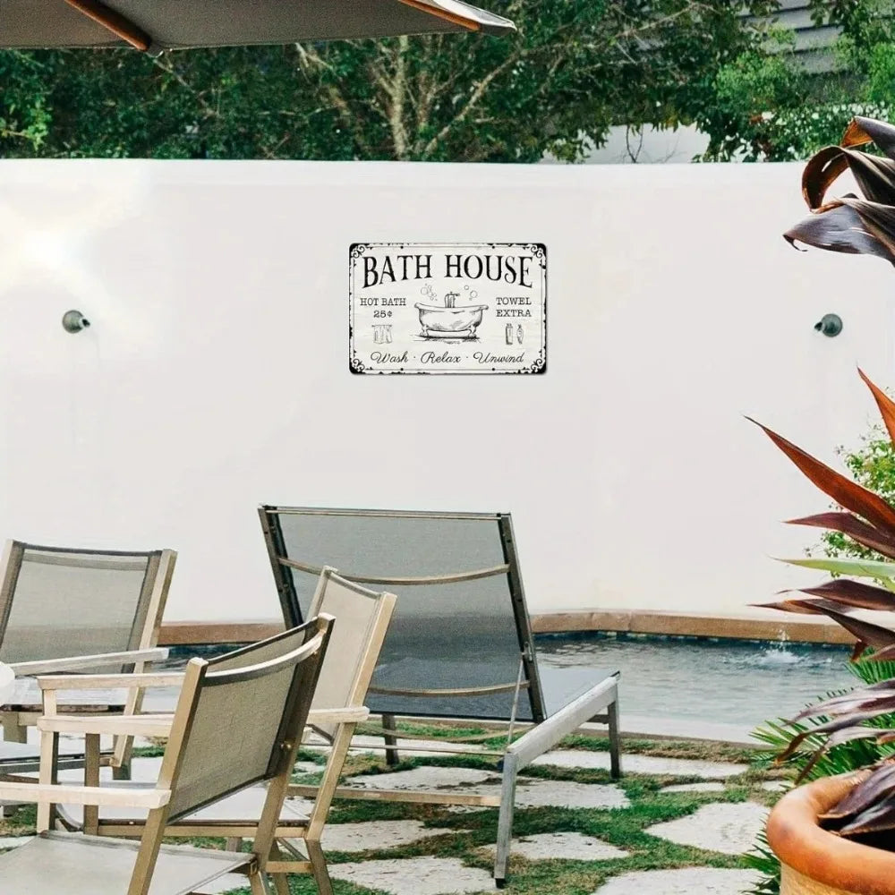 Bathroom Wall Decor Antique Sign Relaxing Farmhouse