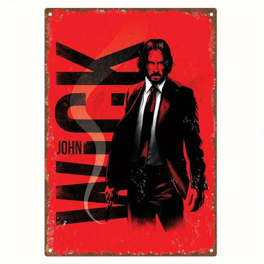 Embossed John Wick Retro Aluminum Wall Sign