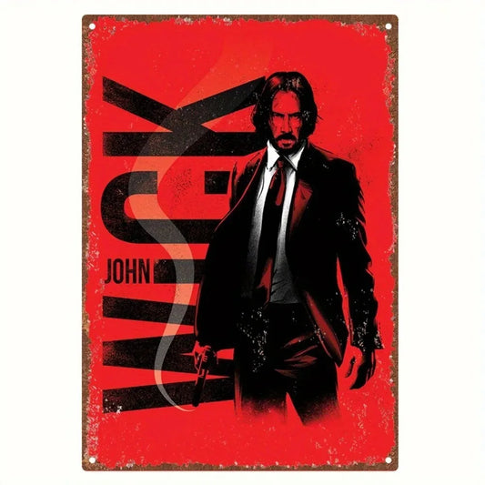 Embossed John Wick Retro Aluminum Wall Sign