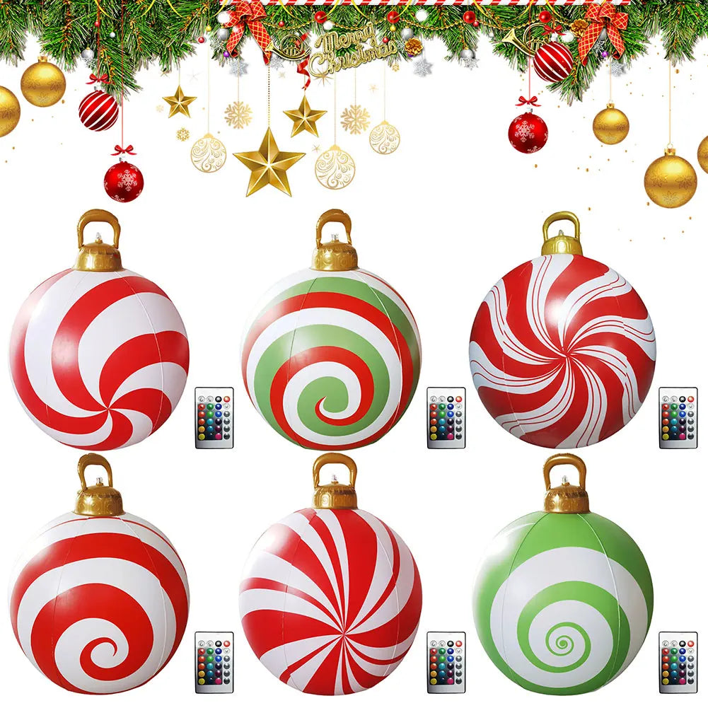 24" Inflatable Christmas Balls with Light/Remote