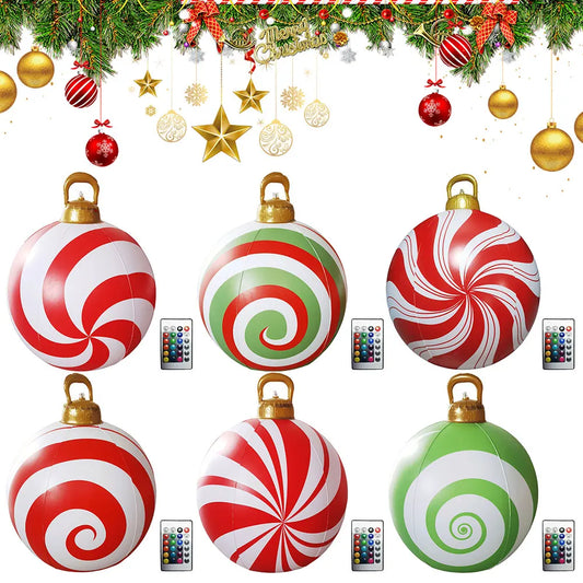 24" Inflatable Christmas Balls with Light/Remote