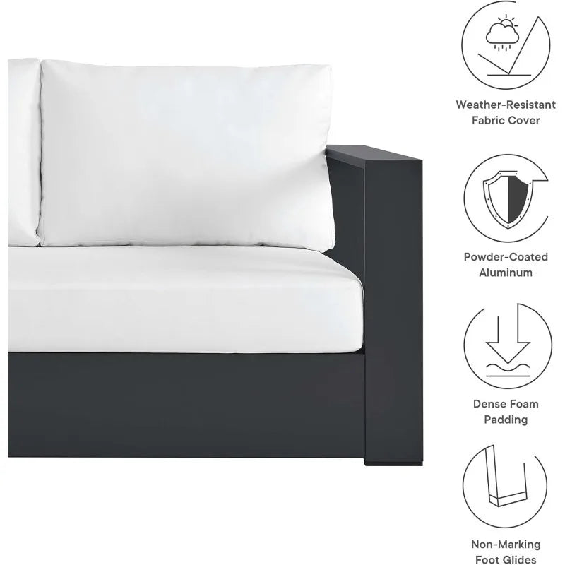 Aluminum 3-Piece Outdoor Patio Furniture Gray White