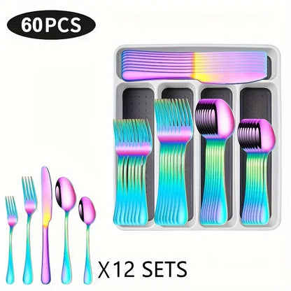 60 Pieces Cutlery Set with Drawer Storage