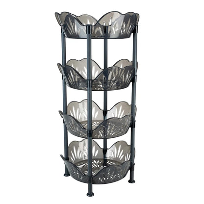 4 Tier Plastic Basket Free Standing Storage Shelf