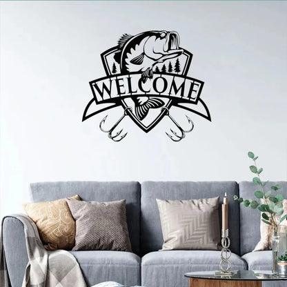 Welcome Bass Fishing Metal Sign Home Decor
