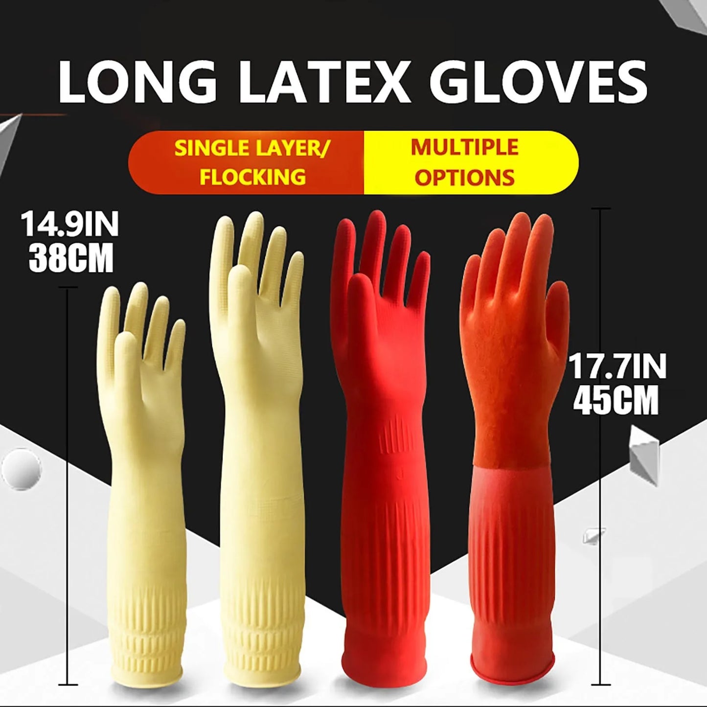 1 Pair S/M/L Flexible Long Rubber Clean Gloves