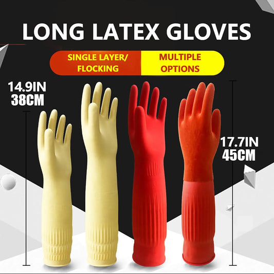 1 Pair S/M/L Flexible Long Rubber Clean Gloves