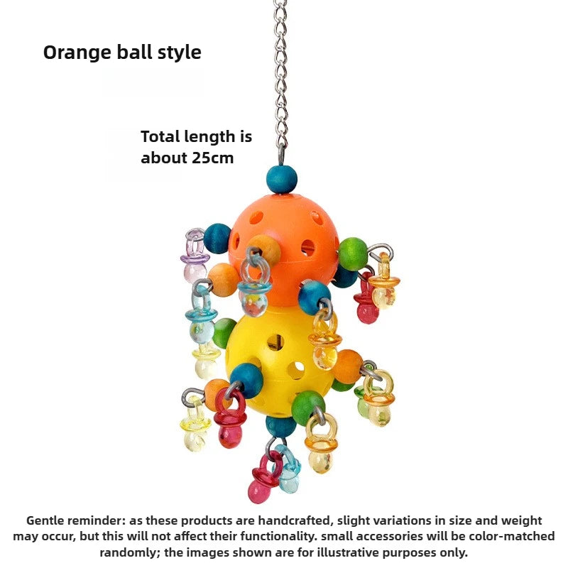 Bird Parrot Toy Colorful Bites Ball with Foraging Holes