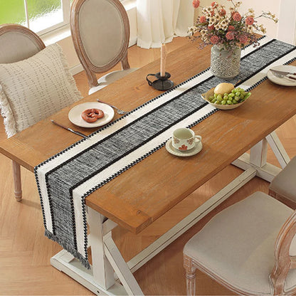 Macrame Style Bicolor Stitching Table Runner