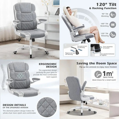 Modern Executive Upholstered Linen Fabric Swivel Chair