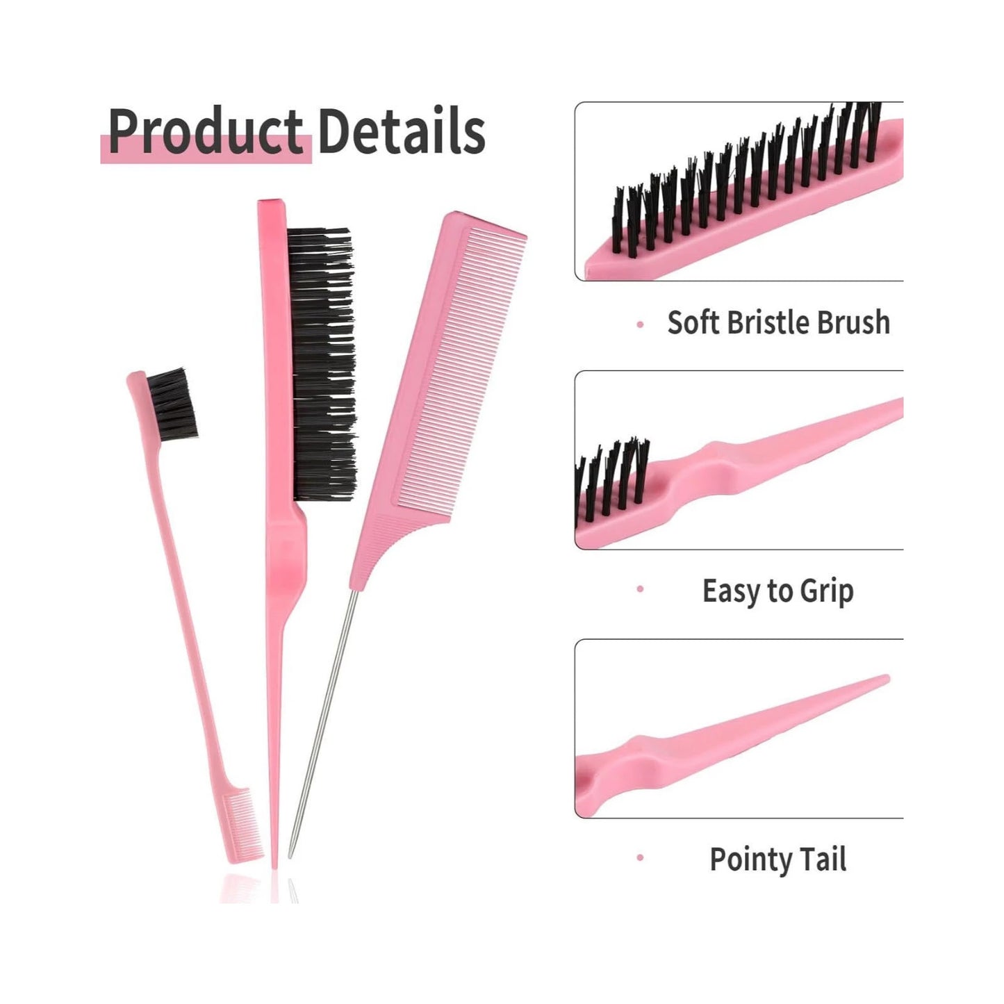 3pcs Double Sided Edge Hair Comb Accessories
