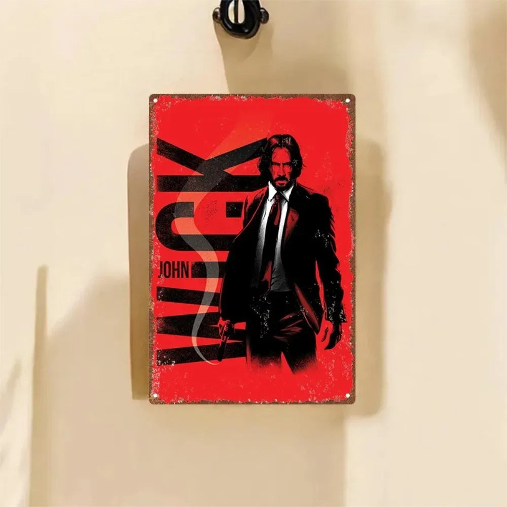 Embossed John Wick Retro Aluminum Wall Sign