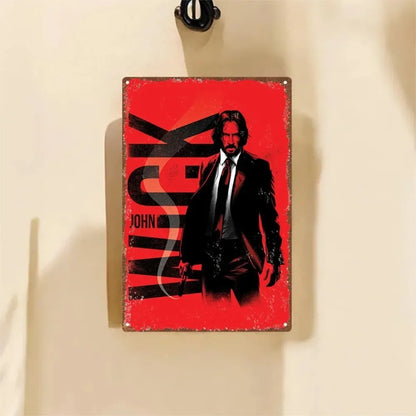 Embossed John Wick Retro Aluminum Wall Sign
