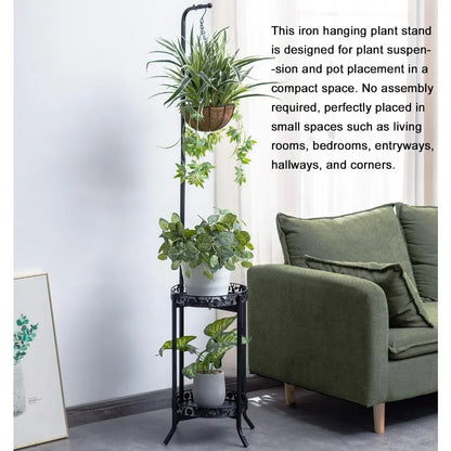 Popular 2-tier Hanging Plant Stand, Space-Saving
