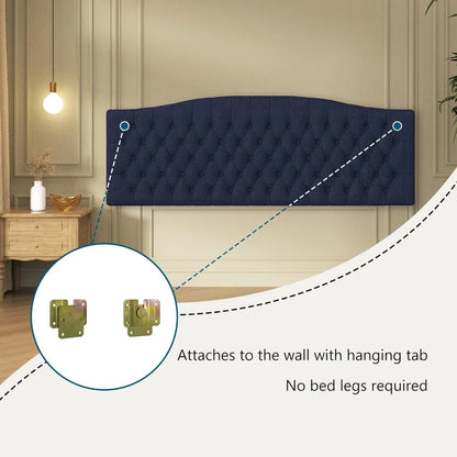 King Modern Wall-Mounted Linen Headboard, Padded