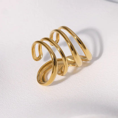 Stainless Steel Irregular Wave Rings, Adjustable Opening