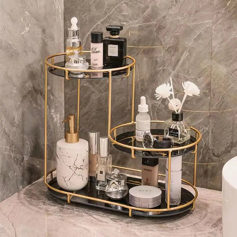 Bathroom cosmetics storage rack at your fingertips