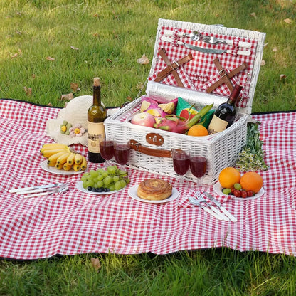 Insulated Picnic Basket Cooler Set for 4
