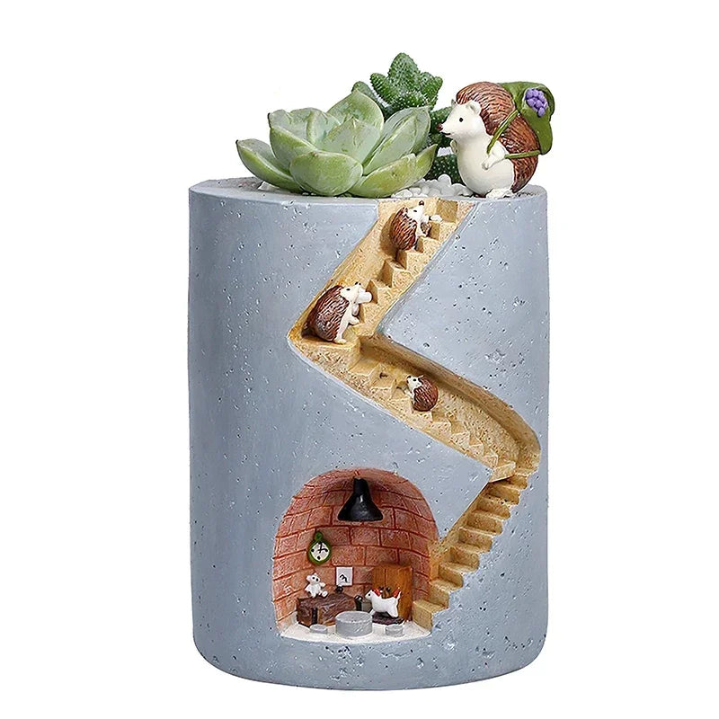 Creative Hedgehog Planter, Resin Flower Pots for Succulents