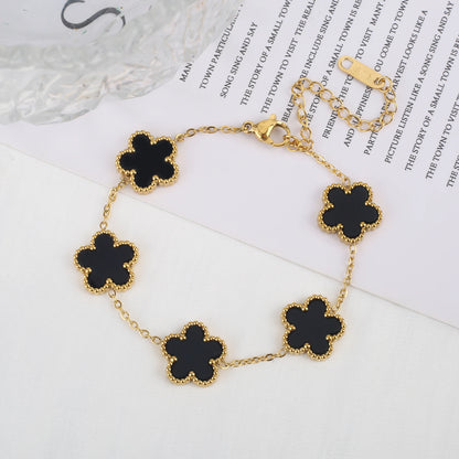Luxury Stainless Steel Adjustable Five Flower Bracelet