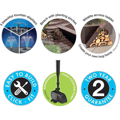 No Dig Nature Pond Structure, Liner, Fountain Pump