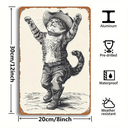 Tin Sign Cowboy Cat Wall Decor Signs