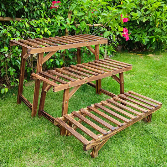 Large 3 Tier Wooden Step Ladder Stand