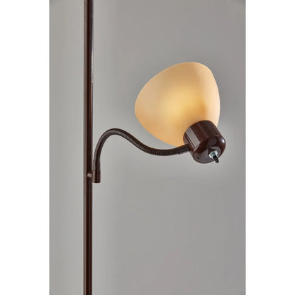 Brown Floor Lamp with Adjustable Reading Light