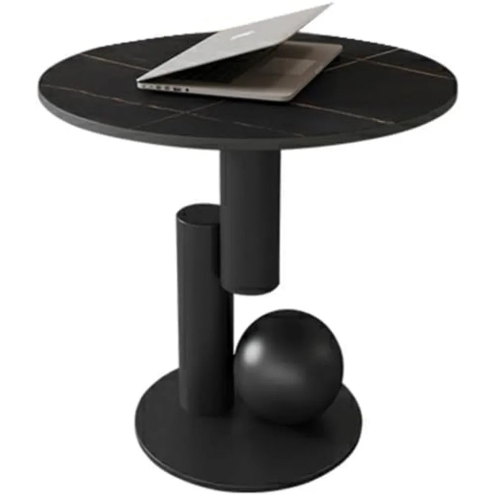 Modern Stone Coffee Table with Abstract Metal Base