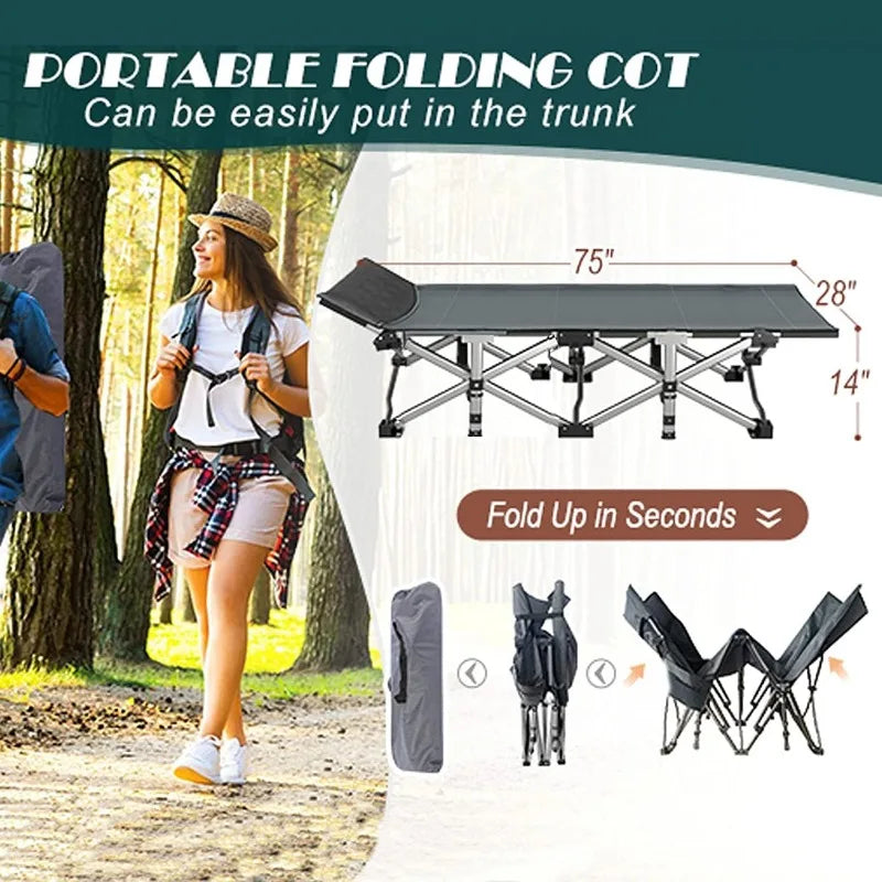 Folding Camping Cot for Adults, Double Layer