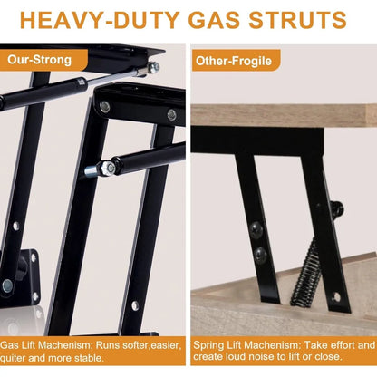 Round lift-top hidden compartment coffee table