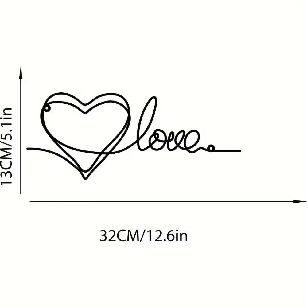 Sleek Iron Heart Wall Decor Love Line