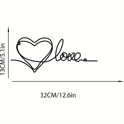 Sleek Iron Heart Wall Decor Love Line