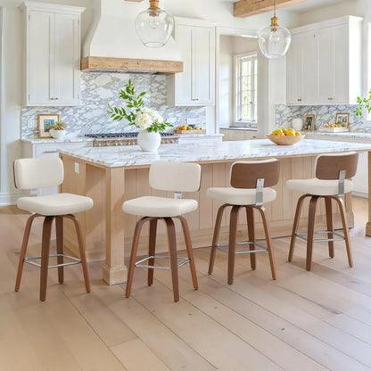 Set of 3 Counter Height Bar Stools with Wood Legs, 26"