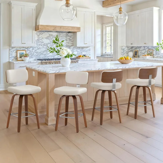 Set of 3 Counter Height Bar Stools with Wood Legs, 26"