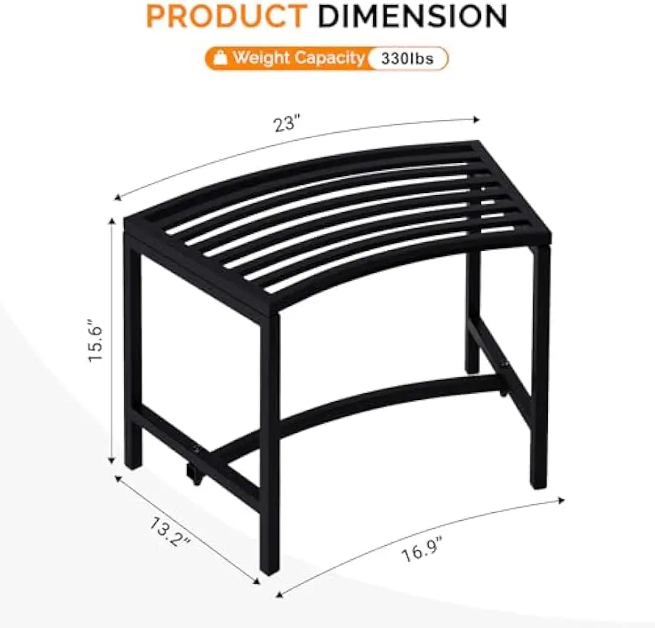 Weatherproof Outdoor Metal Curved Bench Set Bench