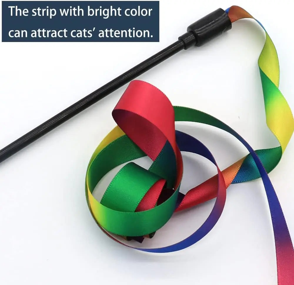 Interactive Cat Rainbow Stick Toy, Teasing String
