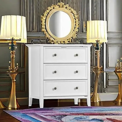 Solid Wood Nightstand with 3 Drawers and Power Outlet