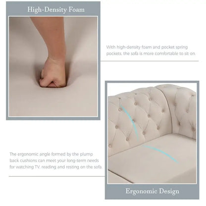 3-Piece Sofa Set with Rubber Wood Legs