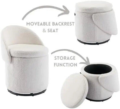 Modern Swivel Ottoman Vanity Chair, Upholstered