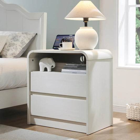 25" Modern Bed Side Table W/Charging Station
