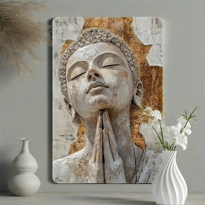 1PC Golden Leaf Buddha Aluminum Tin Sign