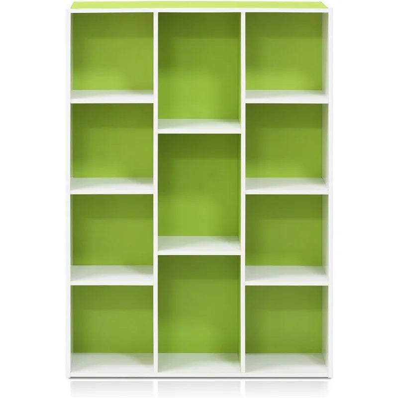 White Green 11-Cube and 5-Cube Bookcases