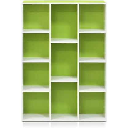 White Green 11-Cube and 5-Cube Bookcases