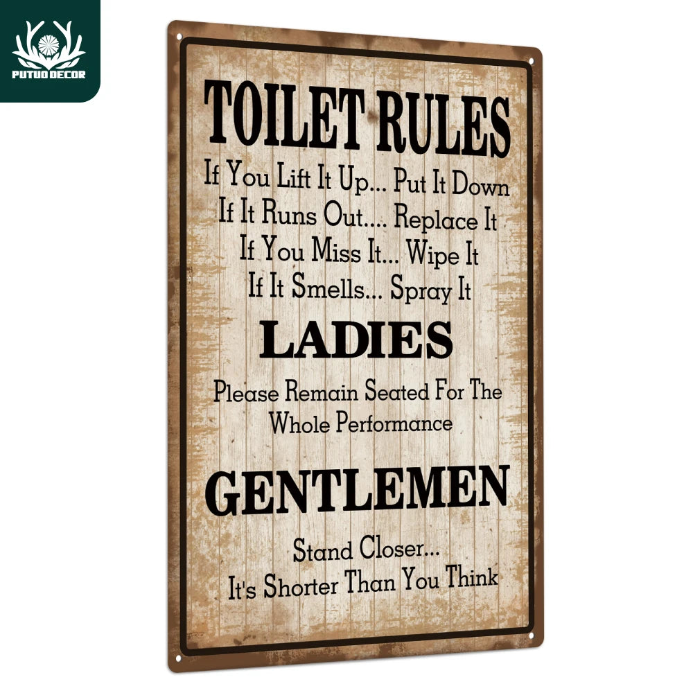 Iron Poster Toilet Rules Metal Tin Signs